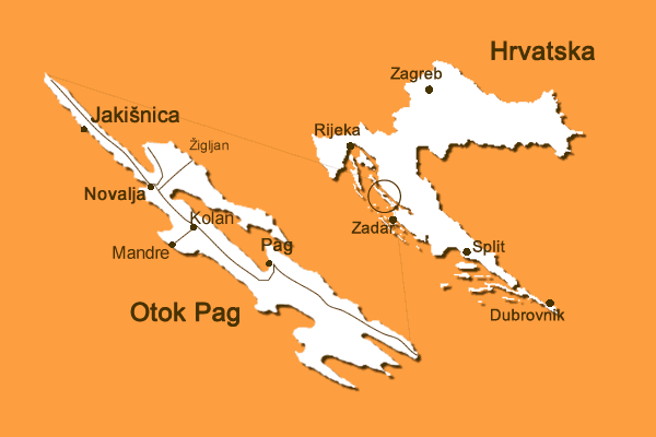 pag otok karta Karta mjesta Jakišnica   Lun otok Pag   Kako do nas pag otok karta